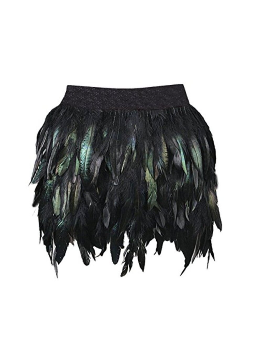 Faux Feather A-Line Mini Skirt Handmade Mid Waist